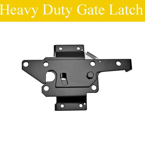 Self-Locking Gate Latch With Post Mount For Wood Fences, Automatic Gravity Lever, Steel Black Finish, Includes Fasteners