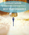 Carbide plunge down-cut end mill, blue-coated, 1/16 in dia, 1/4 in shank for wood carving