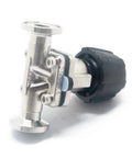 QiiMii 1/2 in SS316 tri-clamp diaphragm valve angled side view with black plastic actuator