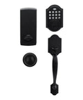 Keyless Front Door Lock Set With Keypad Deadbolt Silver Finish Single Cylinder Handle Set With Curved Handle