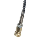 Heavy Duty Knockout Compressed Air Hose Featuring Leak Proof Steel Brass Connectors close-up of brass connector and spring sleeve.