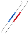 Precision Double Pointed Scriber Tool Two Piece Set, Heavy Duty Stainless Steel Layout Marker showing red and blue handles.