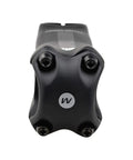 Front view of a bike stem with fitted Titanium M5x16mm Hex Allen Bike Stem Bolts With Washer Black Finish 6 Pack Ride Ready Pro Grade 5