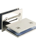 Close-up of Soft Close Cabinet Hinges Two Pack Heavy Duty 180 Degree Glass Door Hinge Frameless Pivot Clip for showcases and showers.