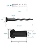 2 Inch Sliding Barn Door Track Spacers Replacement Kit carbon steel spacer, lag bolt, and wall anchor dimensions shown