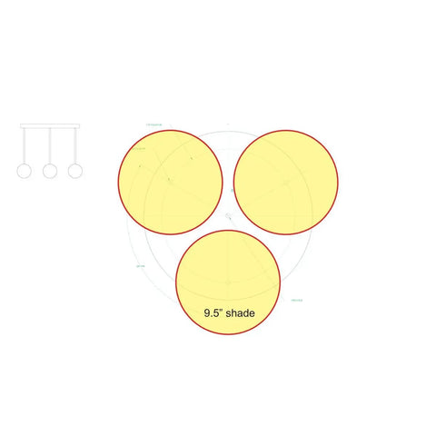 Diagram of Traditional Casual Canopy Pendant Accessory In Brushed Nickel Finish For Ceiling Lights with 9.5" shade size shown.