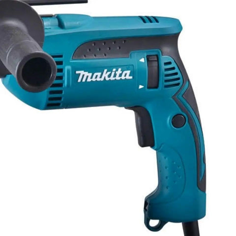 Five Eighth Inch Hammer Drill for Concrete and Wood, Heavy Duty Corded Hammer Drill Power Tool, close-up side view