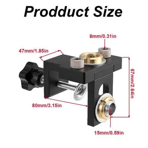 Heavy Duty Pocket Hole Jig Kit For Carpentry And Woodworking Joinery With Aluminum Drill Guide showing detailed product size dimensions.