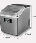 Smooth Operator Home Bar Ice Cube Maker With A Transparent Cover And Brushed Metal Frame, 14x11x14.7 inches design and size.
