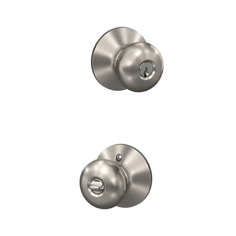 Plymouth Door Knob With Keyed Entry Lock In Satin Nickel Now No Fuss Install With Aligning Screws And Two Keys For Safe Secure Home Entry