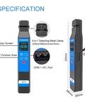 Front and side views of D YEDEMC Live Optical Fiber Identifier: blue handheld FTTH tool with built-in VFL and OPM ports