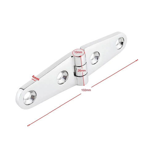 Marine Grade Stainless Boat Hinge Strap Butt Hinge 316 A4 for hatch doors and cabinet parts with mirror-like finish, dimensions labeled