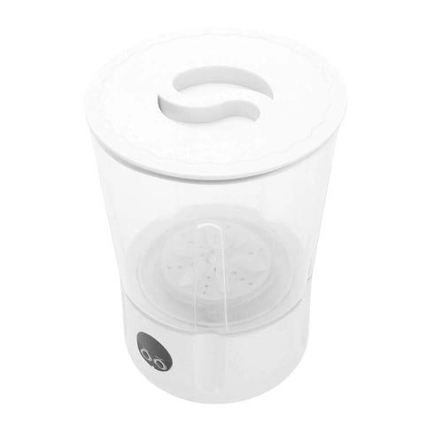 Slick Cordless Mini Washing Machine A Perfect Campus Essential For Dorm Life And Travel Compact Abs Plastic Rechargeable Clothes Washer with clear lid.