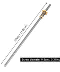 Beefed Up T8 Threaded Rod Screw Lead Screw With Anti Backlash Nut Spring Loaded Stainless Steel Nut For 3D Printers, 30cm