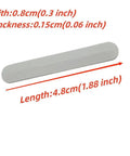 Four Pack Laptop Bottom Rear Cover Rubber Feet Strips Replacement For HP Pavilion 15 CW 15 CS TPN Q208 Q210 Models Durable Foot Pads Set 1.88 Inch Long 0.3 Inch Wide New Replacement, showcasing dimensions of a single rubber foot pad.