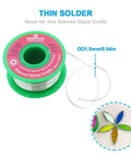 Stained Glass Solder Wire 1.0mm Solid Core Lead Free Without Flux Core 50g Craft Solder Sn99 Ag0.3 Cu0.7 spool and artwork example