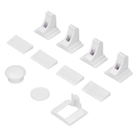 Full set of Magnetic Concealed Drawer Lock For Cabinets No Drill Adhesive Install Easy Scrub Kidproof Security Lock parts