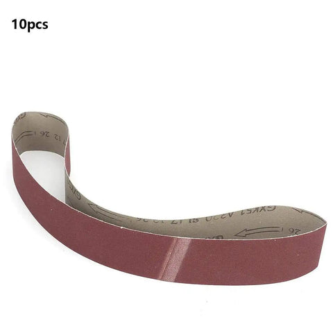 Kickass Aluminum Oxide Sanding Belts 10 Pack 320 Grit Heavy Duty Abrasive Bands For Woodworking, 915mm long strip in red.