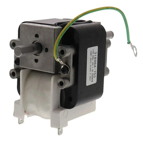 Inducer Draft Motor Replacement for Furnaces, DIY-Friendly Direct Fit, compatible with Carrier HVAC models, side view, label visible