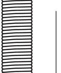 Extension spring, front view, nickel-plated spring steel, 7-inch length with hooks at both ends.