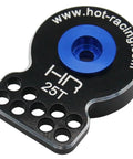 Servo saver, aluminum, black with blue center insert, 25T, Hot Racing