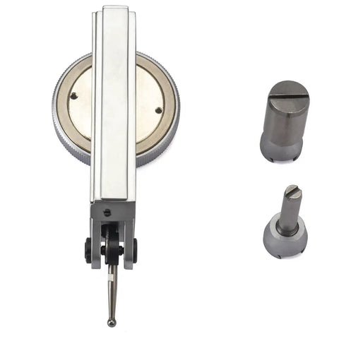Top view of Small White Face Dial Test Indicator, 1.18 Inch, 0 To.030 Inch Range,.0005 Inch Graduation, with dual dovetail mounts shown.