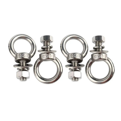 Beefy Stainless Steel Eye Bolts With Nuts Pack Of Four Quarter Inch By One Inch Lifting Rings