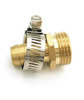 Two Pack Brass Garden Hose Repair Fittings With Stainless Clamp For Leaks And Quick Linkage Half Inch Barb To Three Quarter Inch Male Garden Hose Thread Connector Standard US Threads