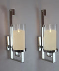 Pair of Flameless LED Candles With Remote Control And Timer, 3D Moving Wick Flicker, encased in mounted holders