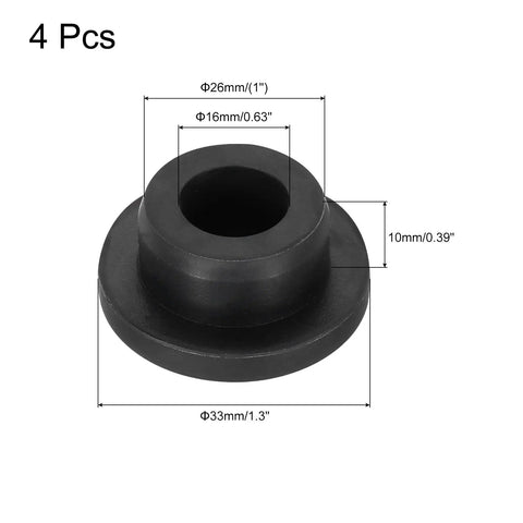 Heavy Duty T Shaped Silicone Plugs 1 Inch Round Slip On Rubber Stopper shown with dimensions for bulkhead sealing.