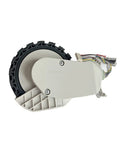 Traveling wheel assembly for Xiaomi Omni vacuum; side view shows beige motor housing, black rubber wheel, and exposed wiring