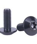 Set Of 4 Titanium Button Torx Head Bolts M6 For Bikes And Motorcycles 12Mm 15Mm 20Mm 25Mm Grade 5 Fully Threaded Black Lightweight And Durable Corrosion Resistant, showing two of the bolts, one upright, and one on its side.