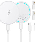 Magnetic Wireless Charger 2 Pack With 15W Fast Charging 4.2 Ft Type C Cable Works With iPhone 12 13 14 15 16 17 Series And AirPods 2 3 Pro