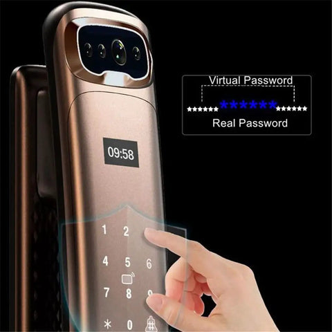 No Sweat Keyless Entry Rig Featuring 3D Biometric Scanner showing keypad with user inputting code for security access.