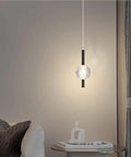 Nordic Minimalist Pendant Light With Glass Ball Shade And Metal Base Adjustable Hanging Lamp For Bedroom In Black