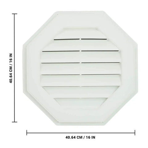 16 Inch Octagon Gable Vent With Screen Functional White Vent Cover Two Piece Construction UV Protected Front View