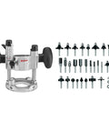 Smooth Operator Router Plunge Base With Quick Clamp For Pr10E And Pr20EVS Motors Plus 30 Pc Heavy Duty Carbide Tip Woodworking Bit Kit.