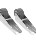 Galvanized Sliding Door Rollers And Quiet Caster Wheels For Barn And Wardrobe Doors slick smooth glide action with durable silver metal frame and black nylon wheels.