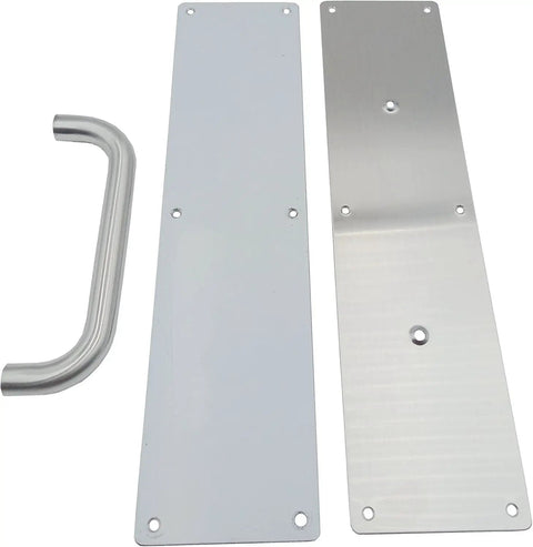 Stainless Steel Satin Finish Door Push Pull Handles Set For Interior Doors, 304 Grade, 100mm Wide By 400mm High, 1 Pair
