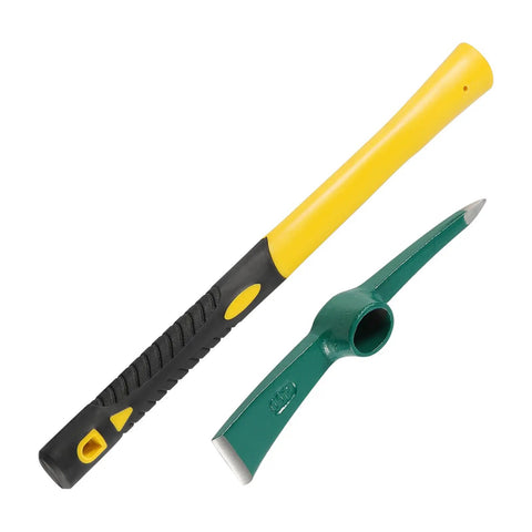 Two Pack 17.7 Inch Pick Mattock Hoe Set, Forged Steel Weeding Tool With Non Slip Rubber Handle detached view