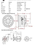 Technical diagram of 50mm 11 Blades Ducted Fan With RC Brushless Motor 4300KV for EDF 4S RC Jet Airplane showing dimensions and specs