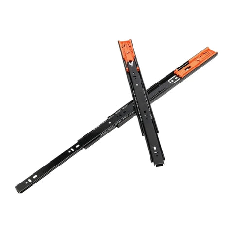 2 Pack Heavy Duty Metal Drawer Slides Bottom Mounted Concealed Cabinet Hardware Smooth As Butter Steel Rails For Furniture Rock Solid Build Zero Exposed Tracks, 45 cm steel glider rails.