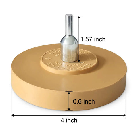Decal Remover Wheel Kit Pro Grade For Cars And More, 4 Inch Rubber Wheel Sticker Remover With Drill Adapter, side view