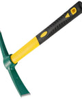 Two Pack 17.7 Inch Pick Mattock Hoe Set with forged steel head and non-slip rubber handle, garden pick axe for weeding and loosening