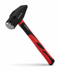 40 Oz Blacksmith Hammer For Metalworking And Welding With Shock Absorbing Anti Slip Fiberglass Handle And Forged Steel Head Delivers Maximum Strength For Chiseling Forging And Heavy Duty DIY Projects With Balanced Weight For Control shown in profile view with red ergonomic handle
