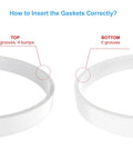 Five Pack Rubber Gasket Seals For Ninja Blender Replacement Rings showing correct insertion with top groove details.