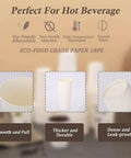 180 Pack 16 Oz Disposable Coffee Cups White Paper Cups For Hot Or Cold Beverages Water Juice Or Tea Sturdy Anti Leak With Rolled Rim Food Grade Perfect For Office Parties Home And Travel On The Go showing smooth surface and eco-friendly features