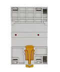 Back view of a 4 Pole 63A AC Contactor with 110V 120V coil, mounted on 35mm DIN rail for control panels and equipment.