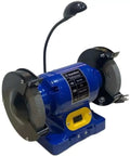 Tough As Nails Six Inch Bench Grinder With One Half Horsepower Motor And Dual Fine Coarse Grinding Wheels Paired With Led Light.