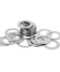 Super Durable 304 Stainless Steel Thin Flat Shim Gasket Washers M3 To M20 Sizes for DIY projects in a pile.